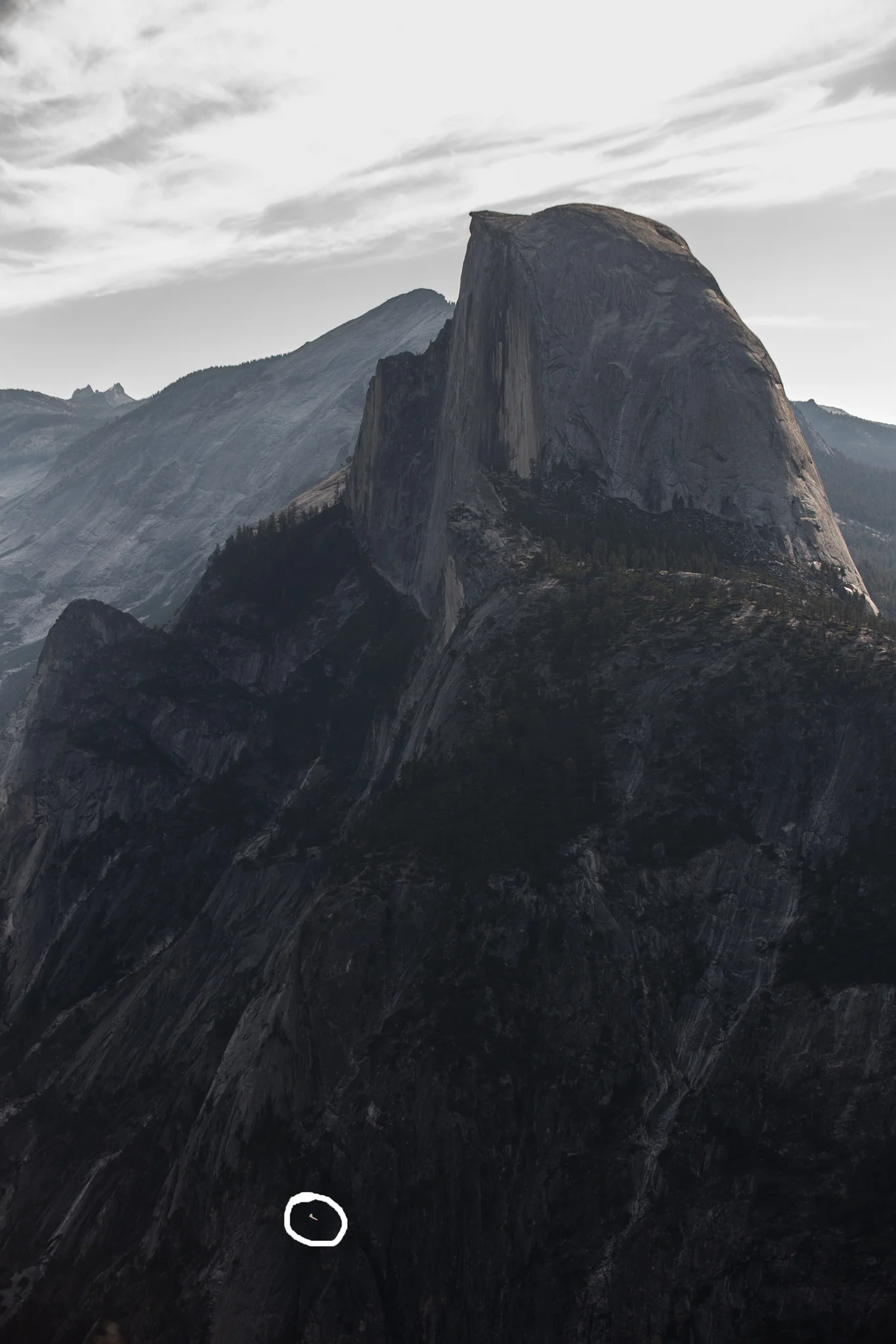 Here I circled the hang glider next to Half Dome. Talk about perspective!