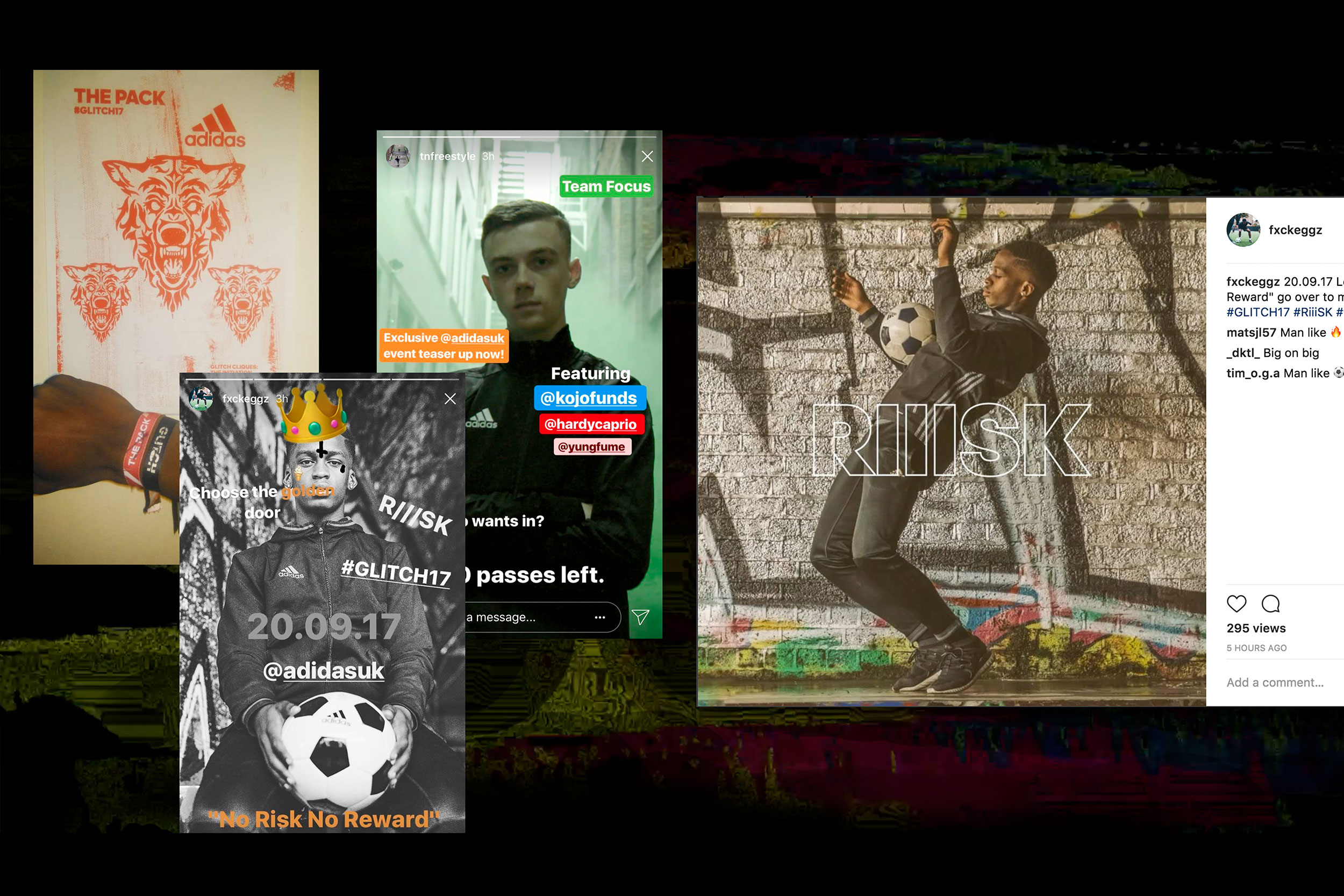 We co-wrote, co-shot and co-designed the content, including a unique visual identity for each clique. We gave the creators the keys to the adidas marketing machine and allowed them to go social, recruiting peers to join their cliques and attend an e