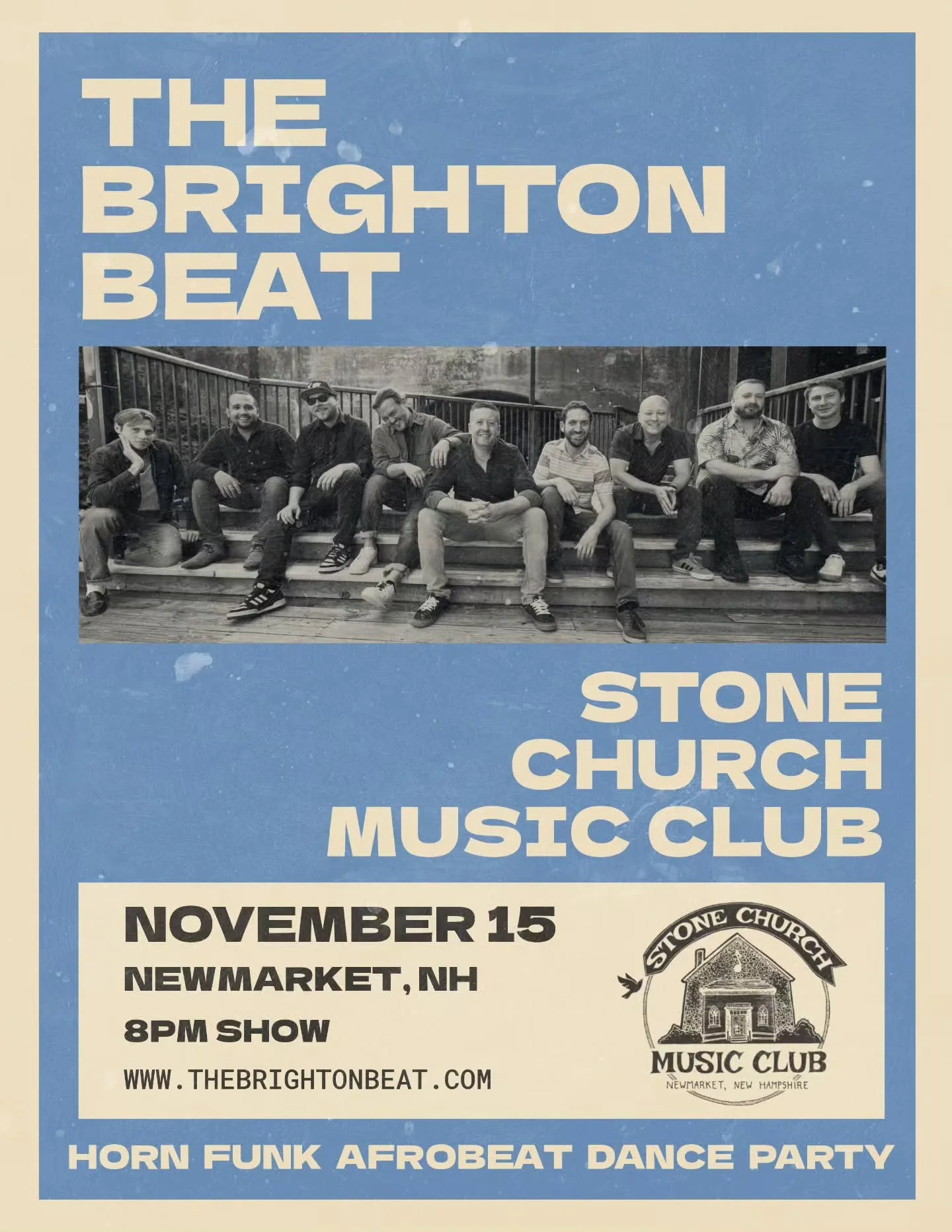 NEW HAMPSHIRE!! Been wayyy too long since we brought the funky dance party to @stonechurchmusicclub so we're thrilled to be coming back your way 11/15!!

Going to be an epic horn funk/afrobeat dance party! Lets make it a legendary night!

#newhampshi