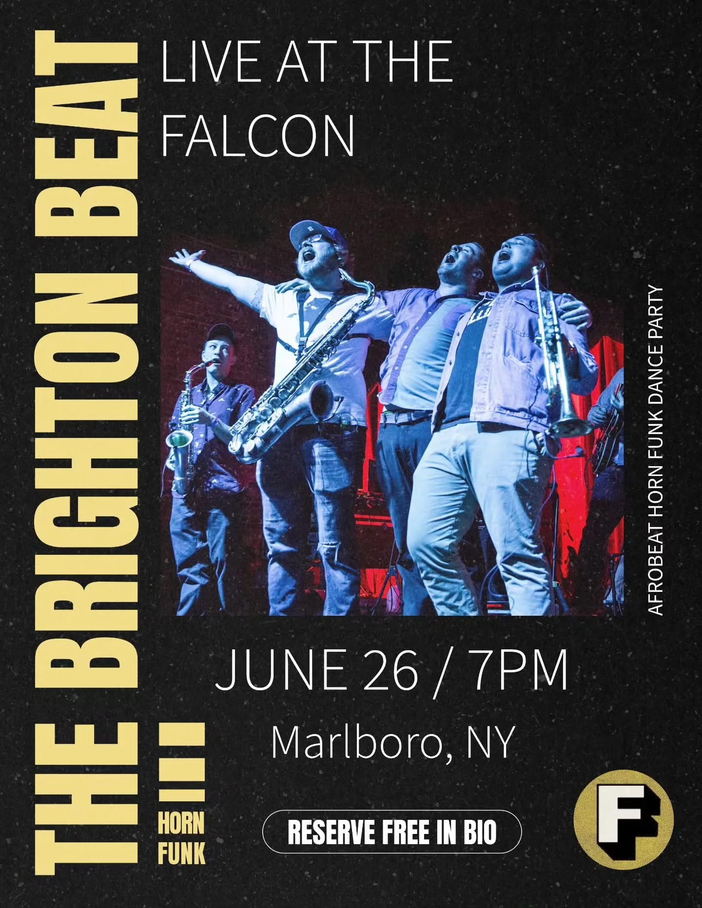 TRULY one of the great, if not the greatest venue in the #hudsonvalley @liveatthefalcon !

We LOVE playing there, going to be an epic summer dance party bringing our unique blend of Funk, World, Afrobeat, NOLA horns, all the percussion...LETS PARTY!
