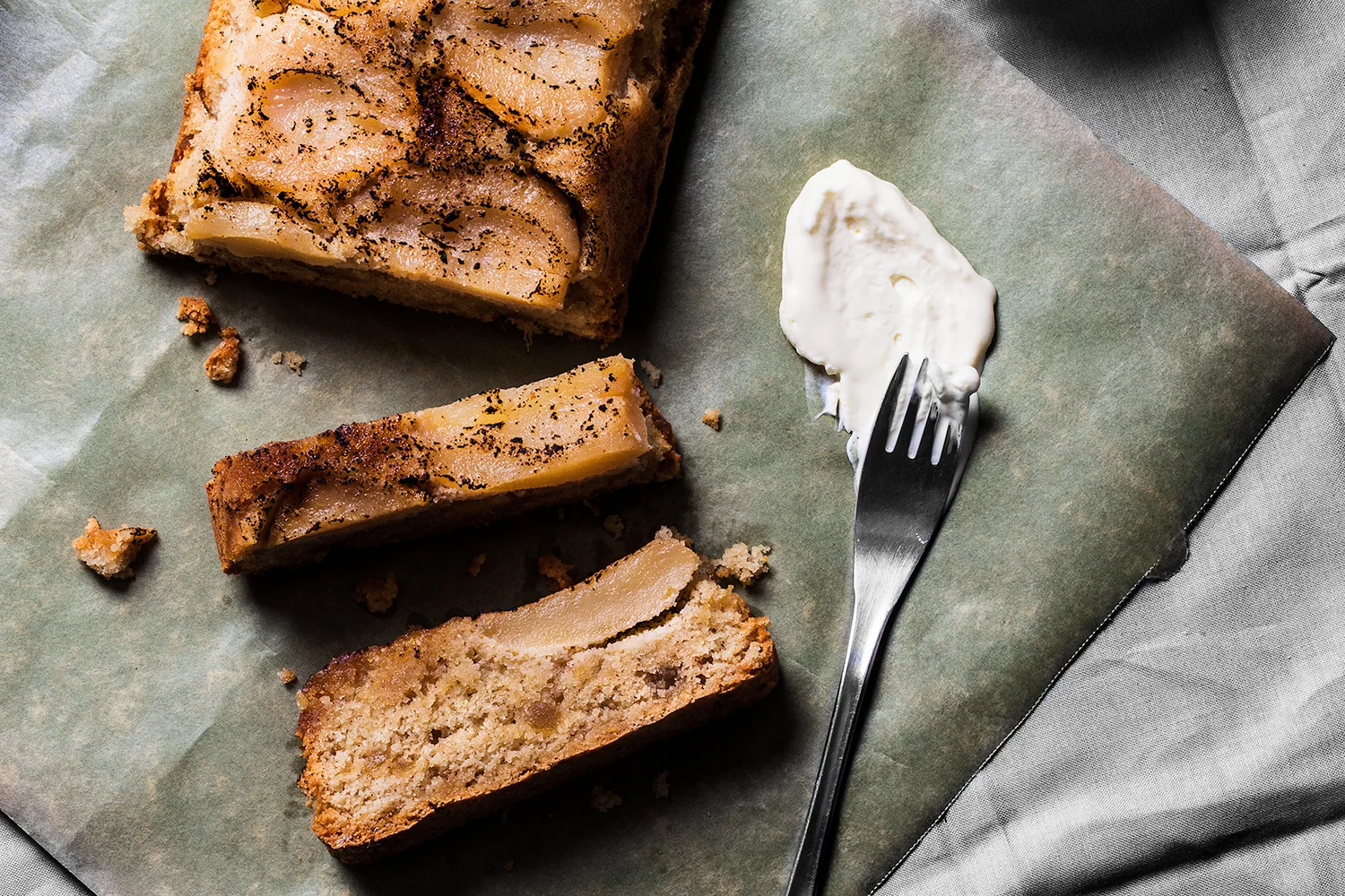 Pear + Ginger Upside-Down Cake. Recipe and styling by Cle-ann , photo by Hugh Adams .