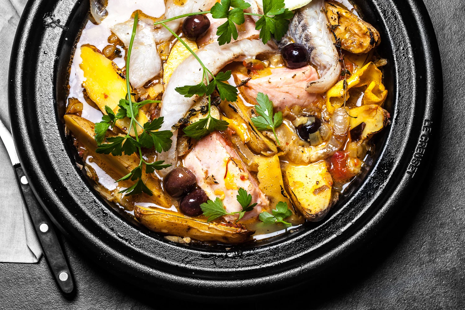 Baked Fish in Verjus. Recipe and styling by Cle-ann , photo by Hugh Adams .