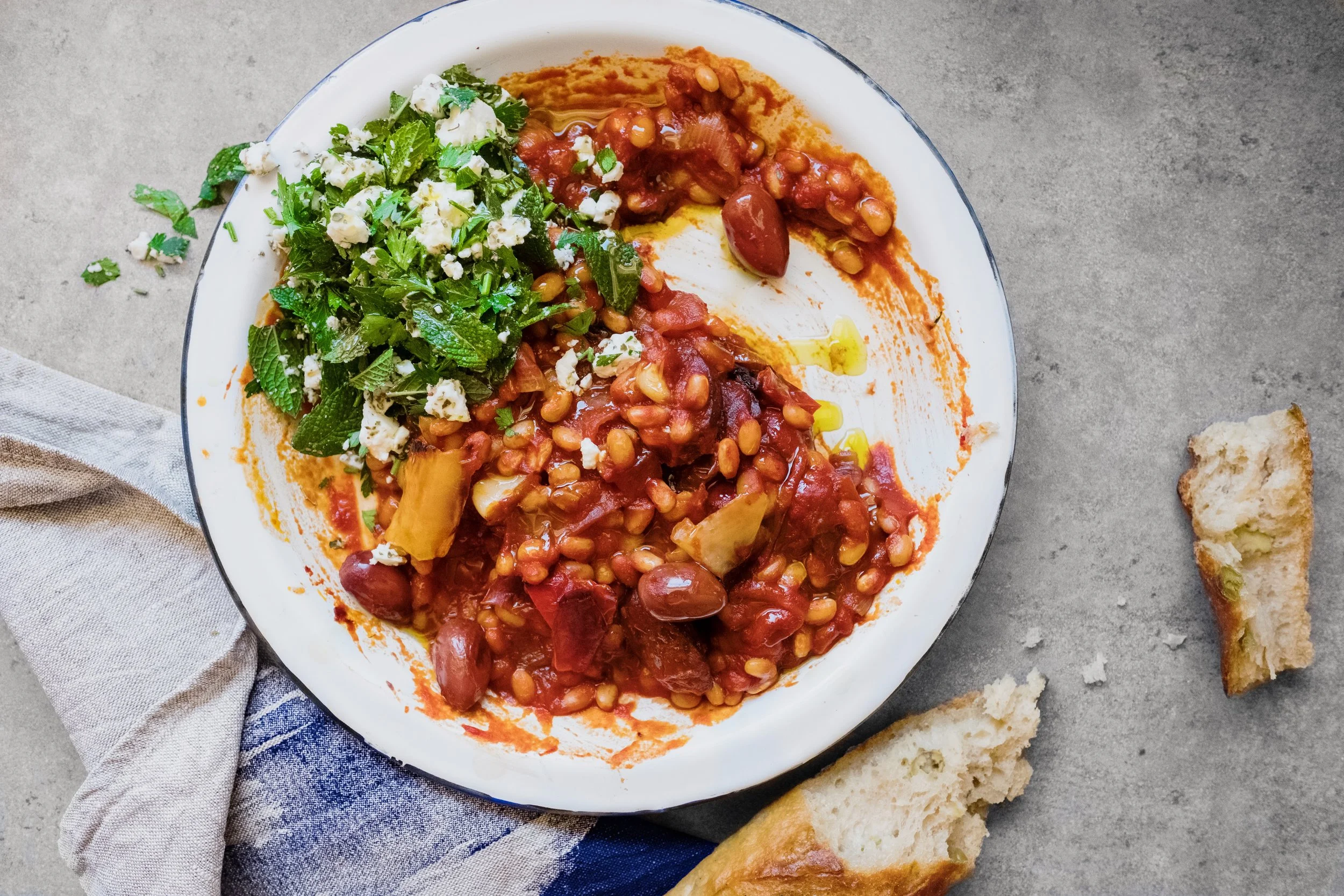 Greek Baked Haricot Beans recipe for Mount Zero . Recipe, styling and photo by Cle-ann .