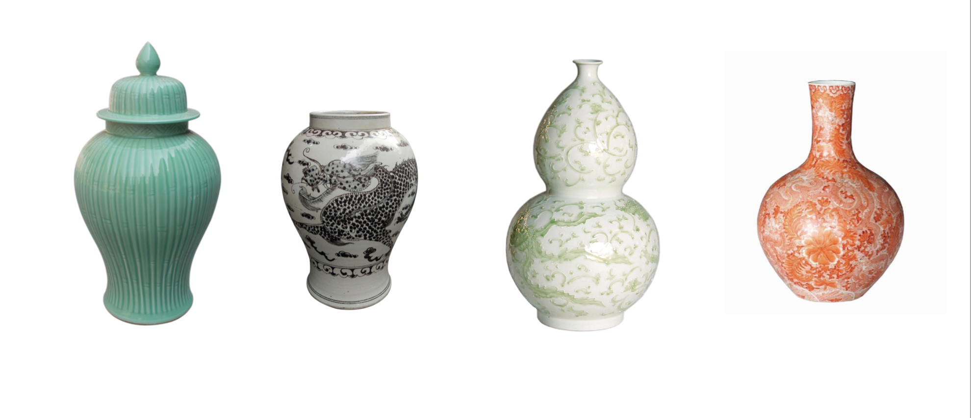 These vases, also from 'Legends of Asia' would be an alternative to the typical blue and white.