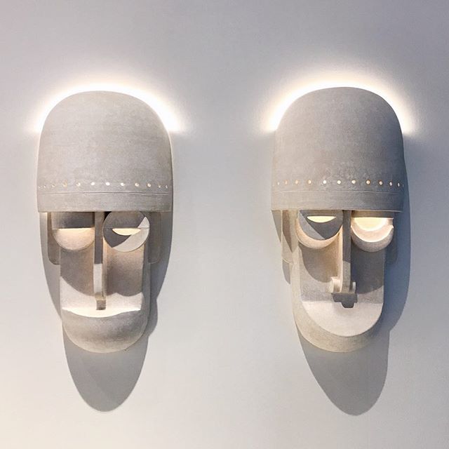 Mask sconces on view at @designmiami with @thefutureperfect until Sunday! #ericroinestad #thefutureperfect #designmiami