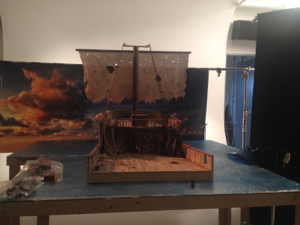 The ship sails the high seas. Avast! I spy a poop deck! 