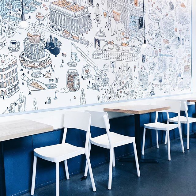 On that giant cookie mural 🍪
&bull;
Sounds like 🔉🎶 &ldquo;Just for a Moment (feat. Iselin&rdquo;) by Gryffin
&bull;
&bull;
#murals #nyc #travel #contrast #art