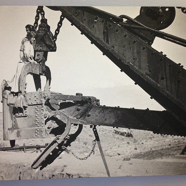 An aqueduct worker tries to impress his wife by taking her on a date to see the giant bucket. Photo of archived material by the author. Seen on display at Eastern California Museum.