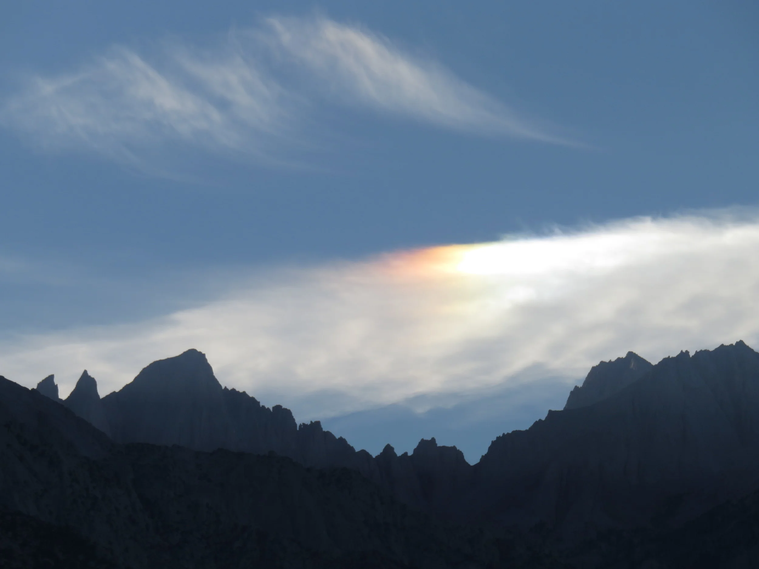 Sun dog over Mt. Whitney at Sunset, photo by Kristine's sister Carol Underhill