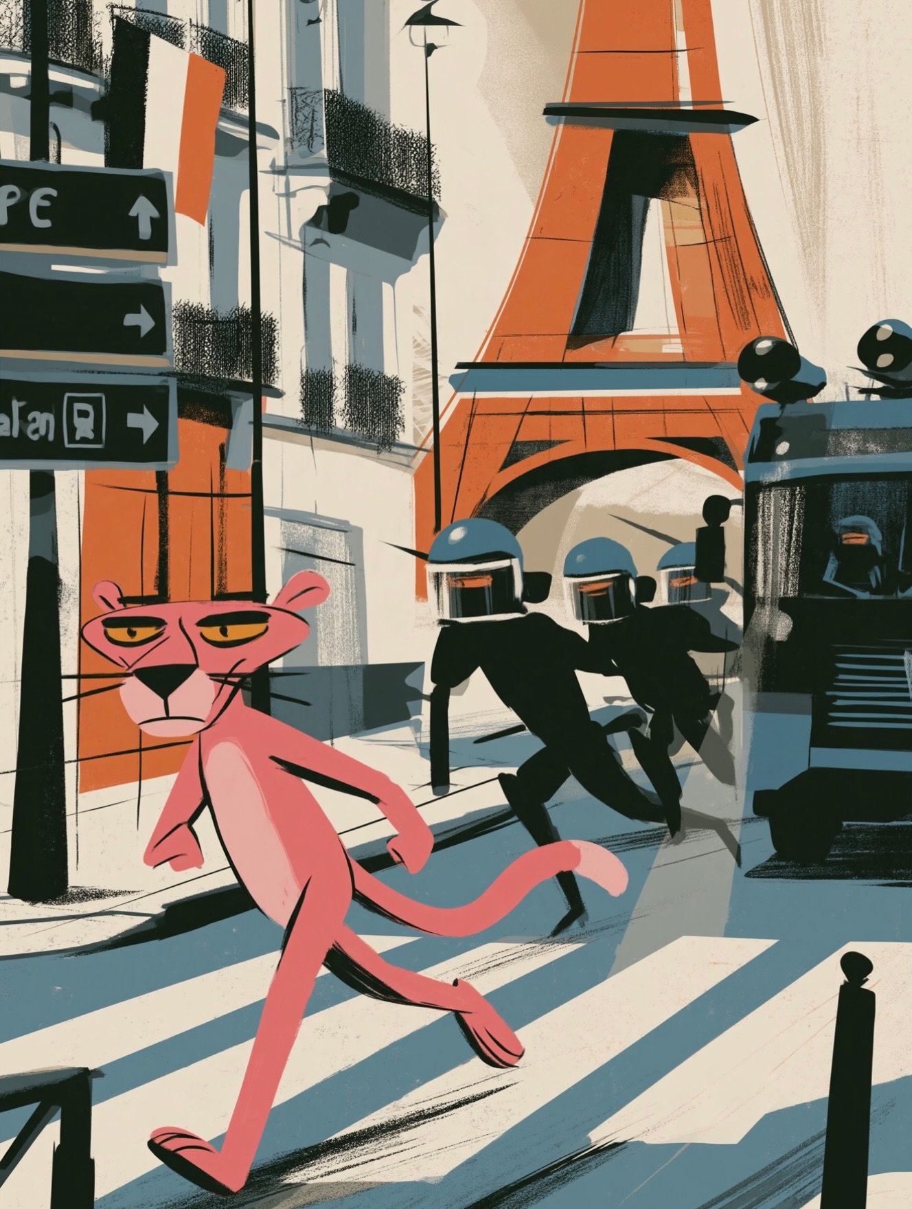 Paris is burning, the government is collapsing, and somehow the Pink Panther has the best approval rating in France.
#paris #pinkpanther #reitich