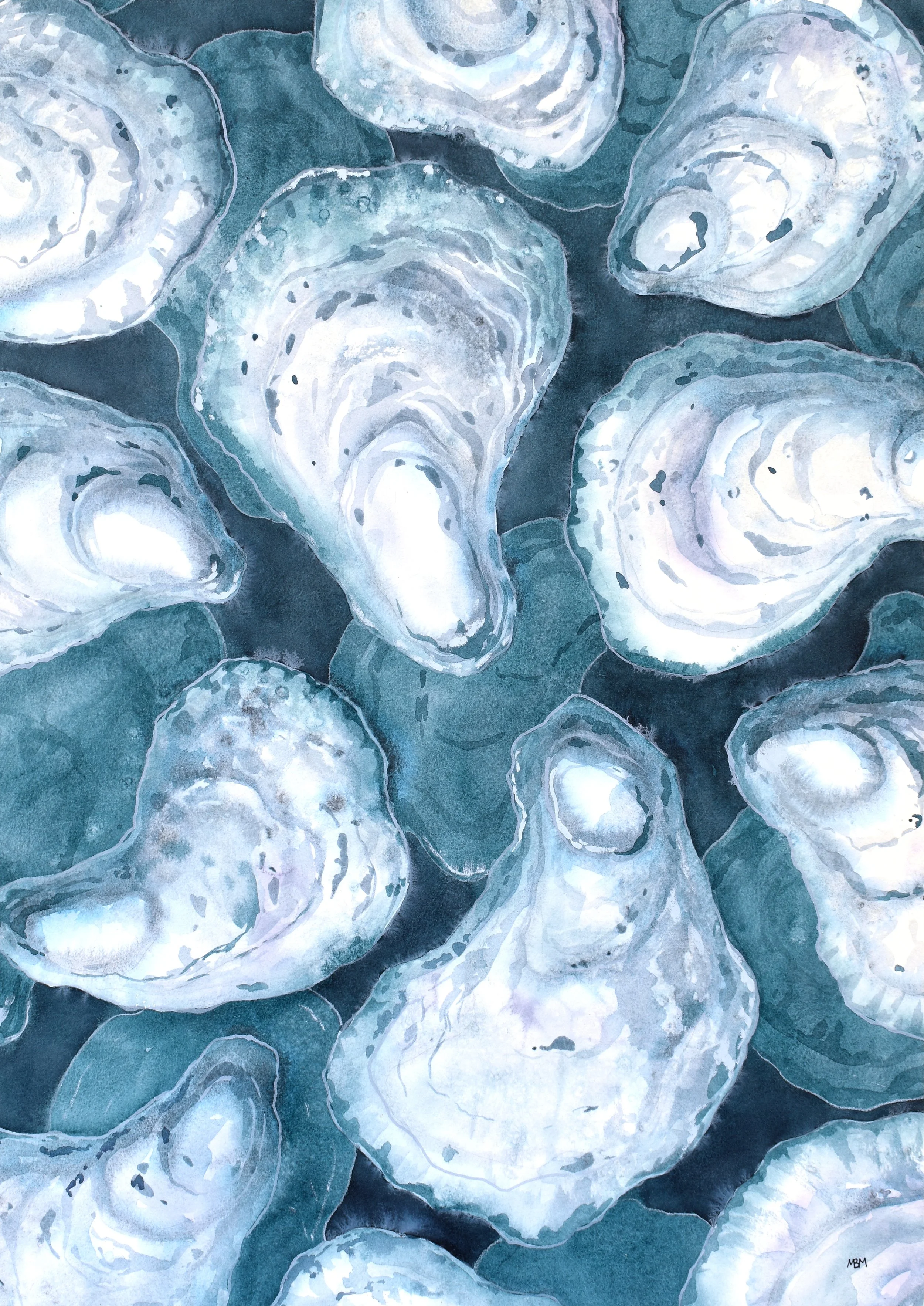 Oysters in Blue