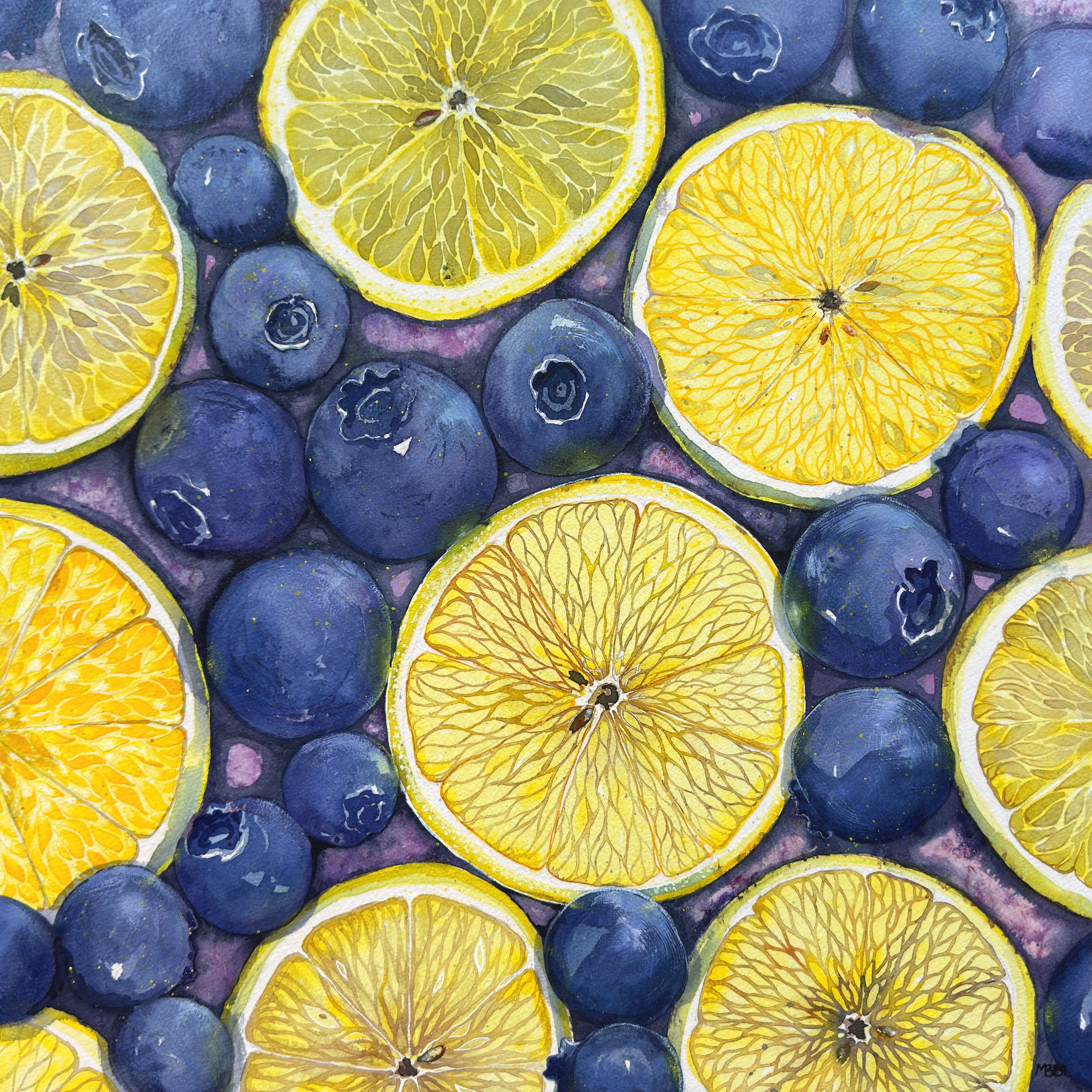 "Blueberry Lemonade" 17x17