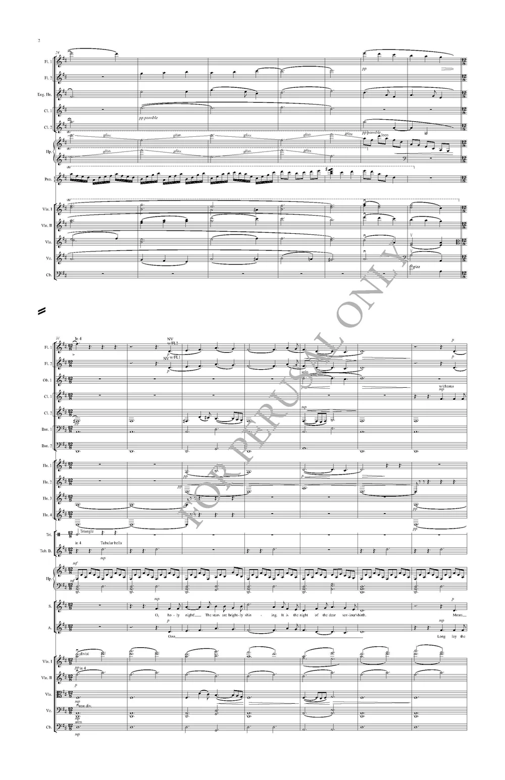 SCORE - O Holy Night for SATB, Oboe (or Flute), and Harp (or Piano) — R.J.B.