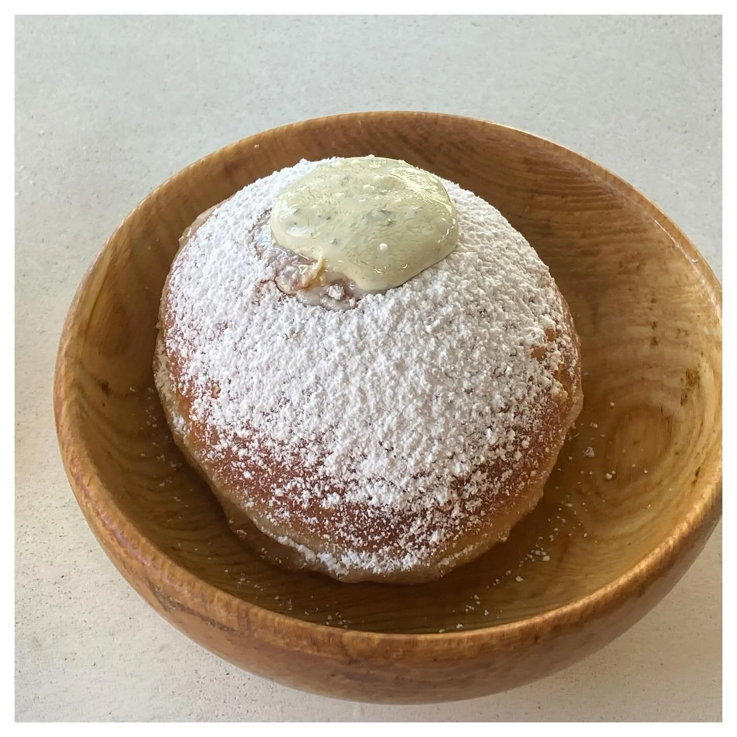 Breakfast @frankandlauries. Ricotta and fig leaf filled donut. With @rachelrabinovich #perfectday #justthetwoofus #eatingout #eatingwell #providenceri #pvdeats