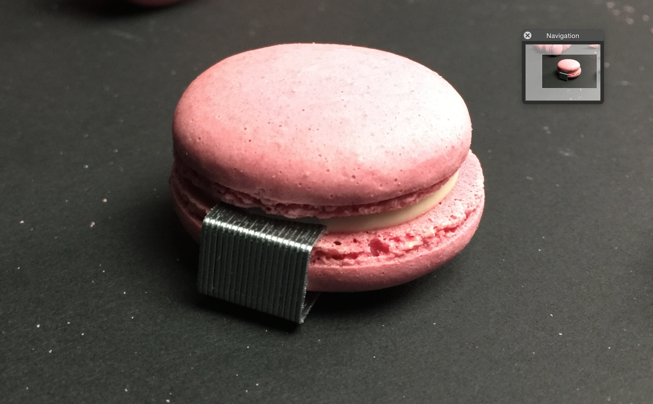 To make the macaroons stand up in the correct position, I placed staples under each item, this gave a flat base for the macaroons to lean on. 