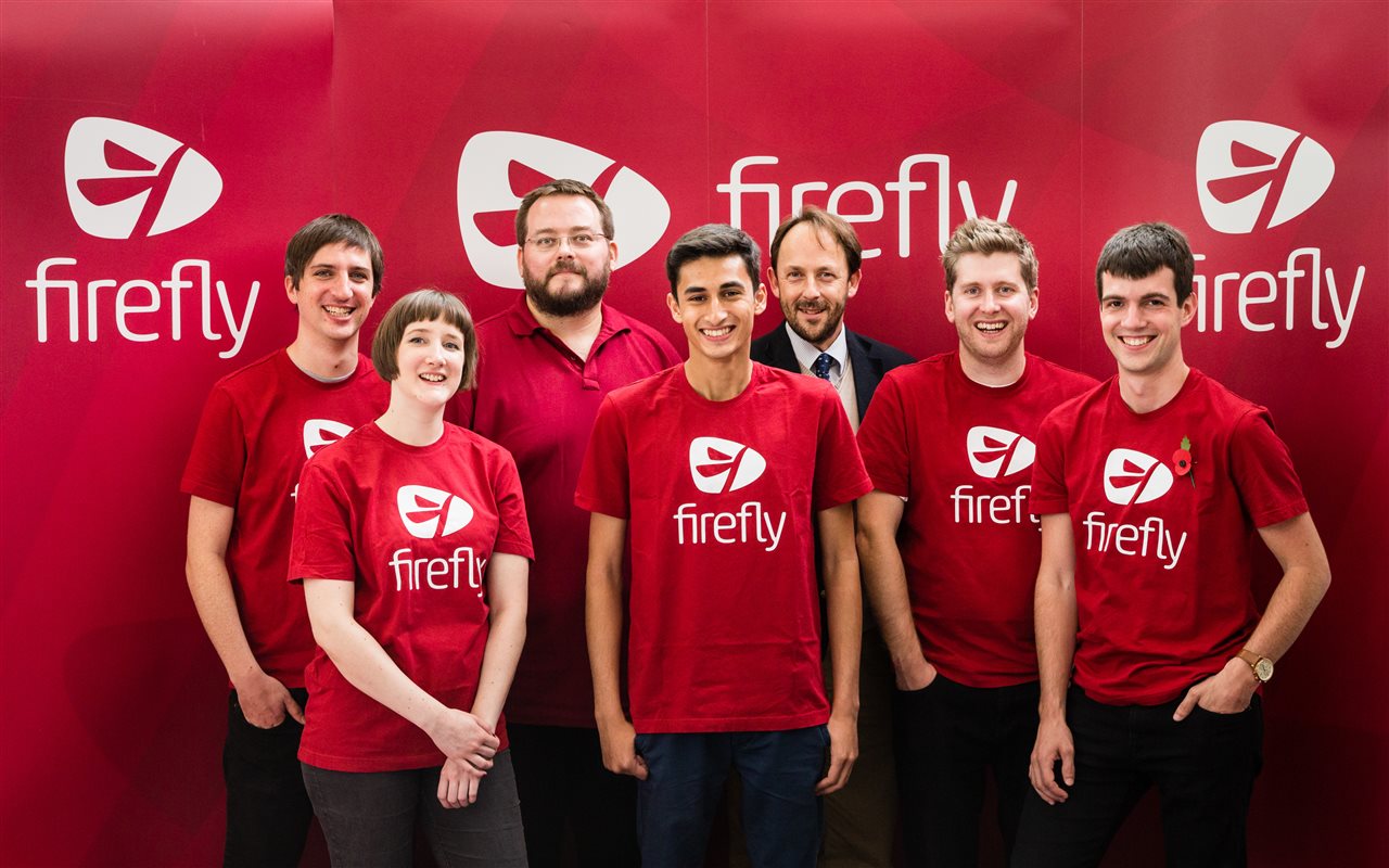 Me (centre) with the Firefly founding partners (far left and far right) and design team.