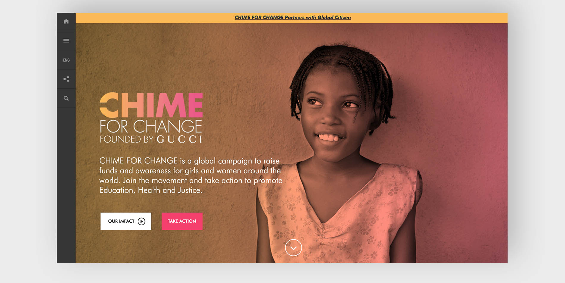 Gucci's Chime for Change website