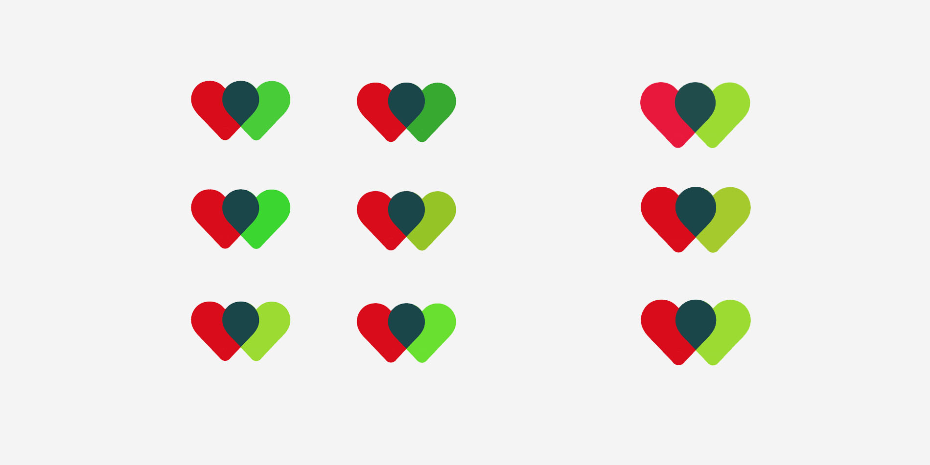 Testing different shades of green and narrowing down the selection
