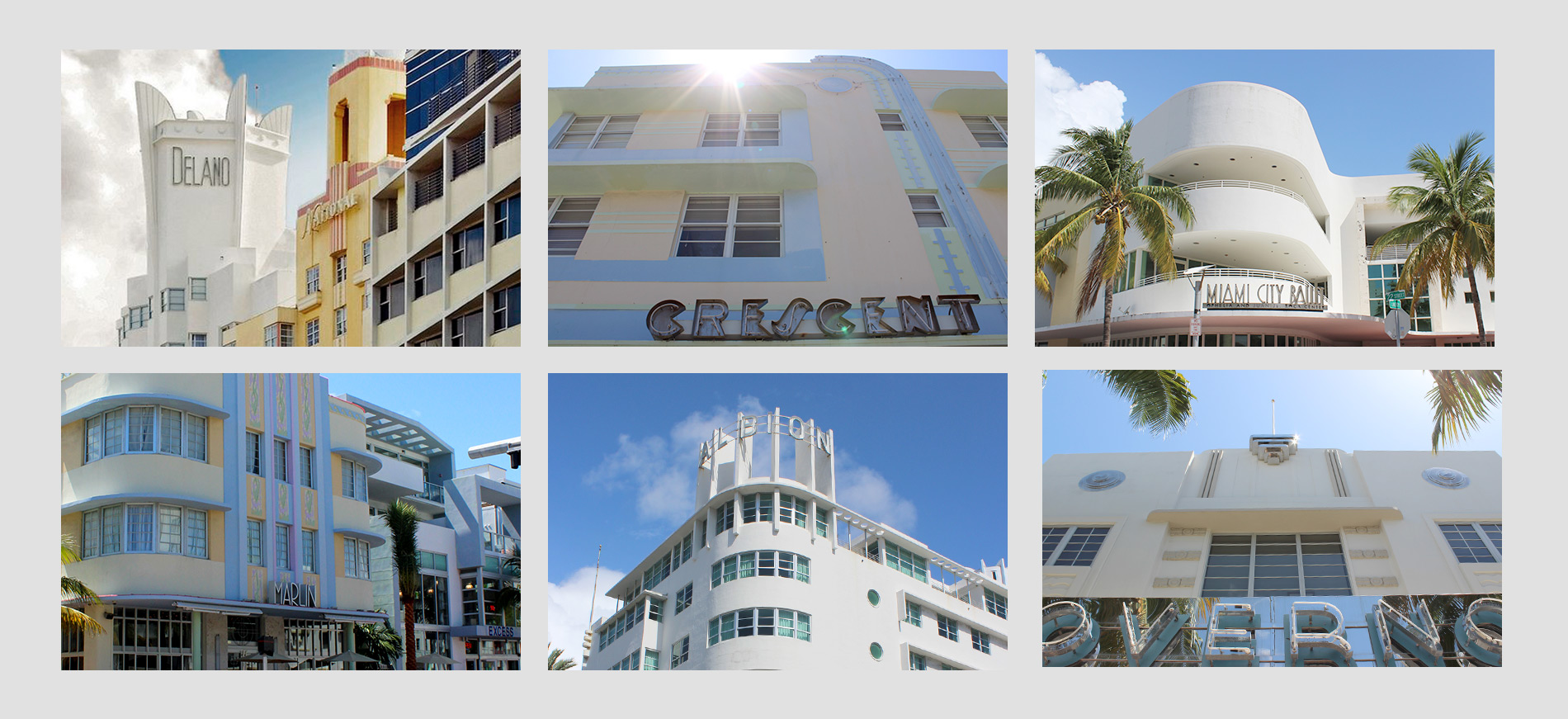 Art Deco buildings around Miami Beach
