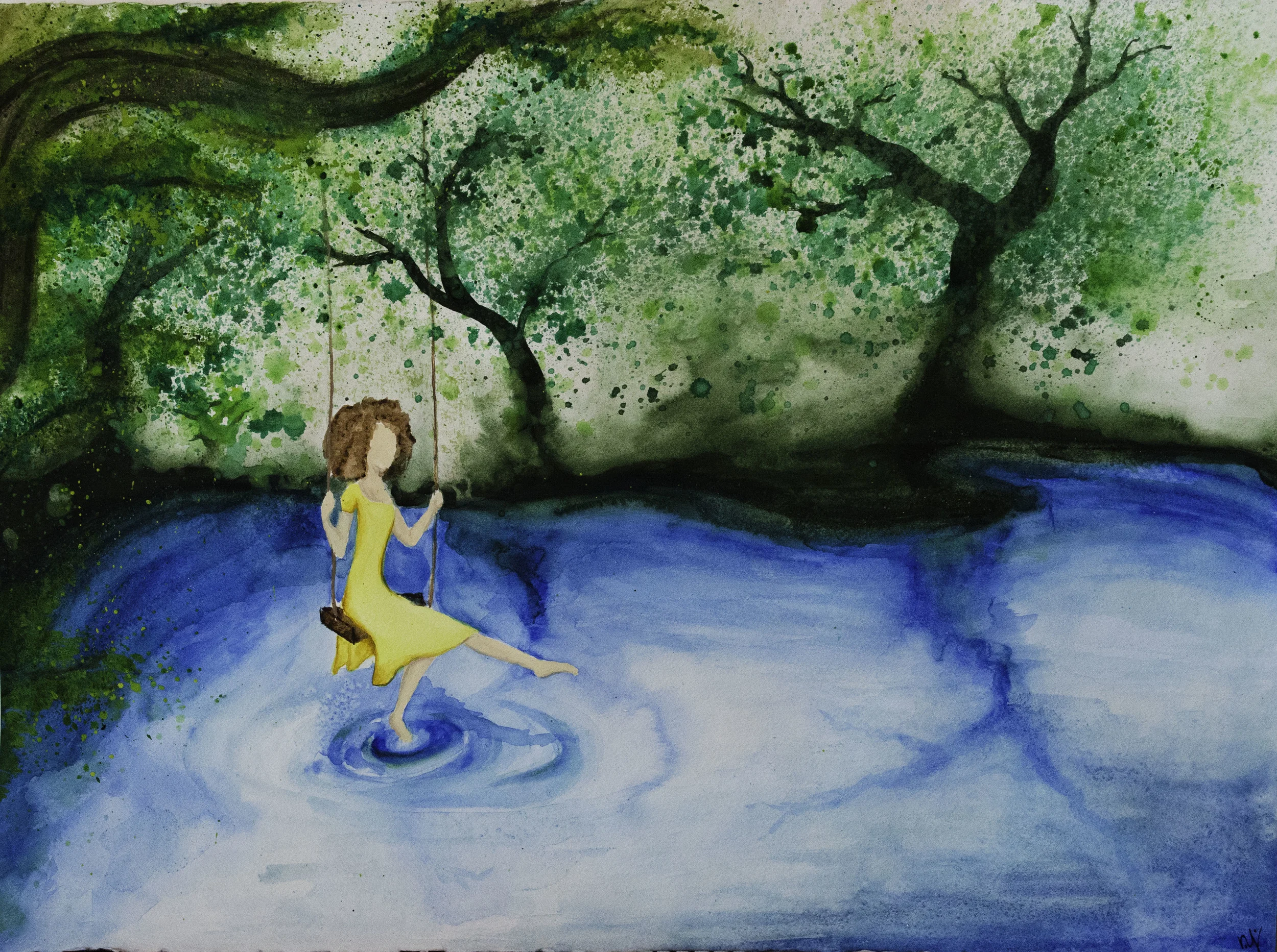 "A Moment in Yellow" watercolor.