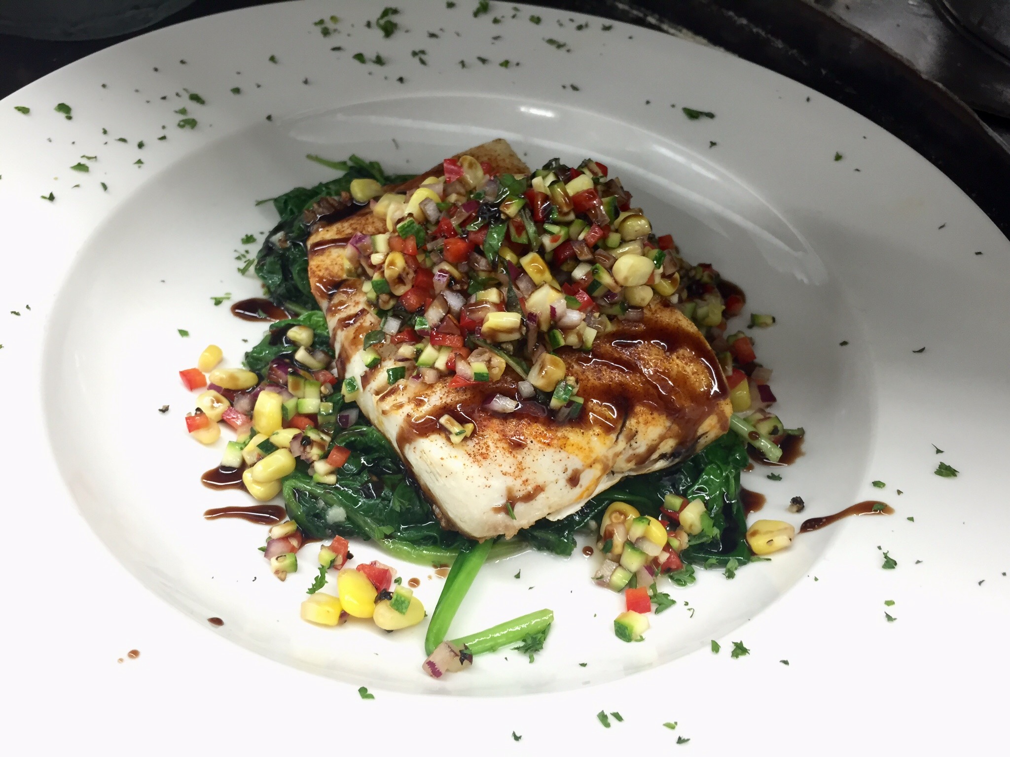 Halibut Filet with Salsa Cruda
