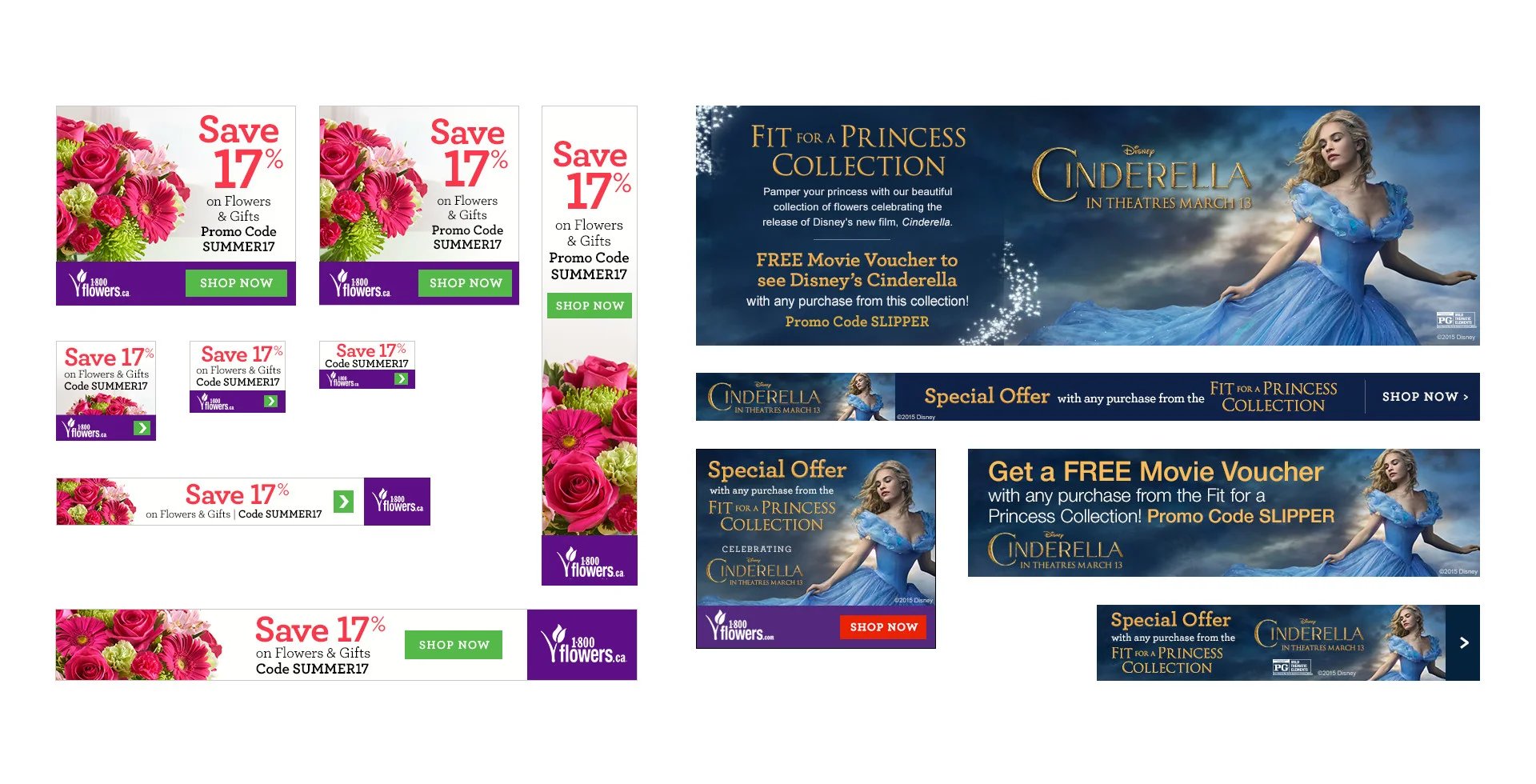 Examples of banner work, both promotional and partnership based.