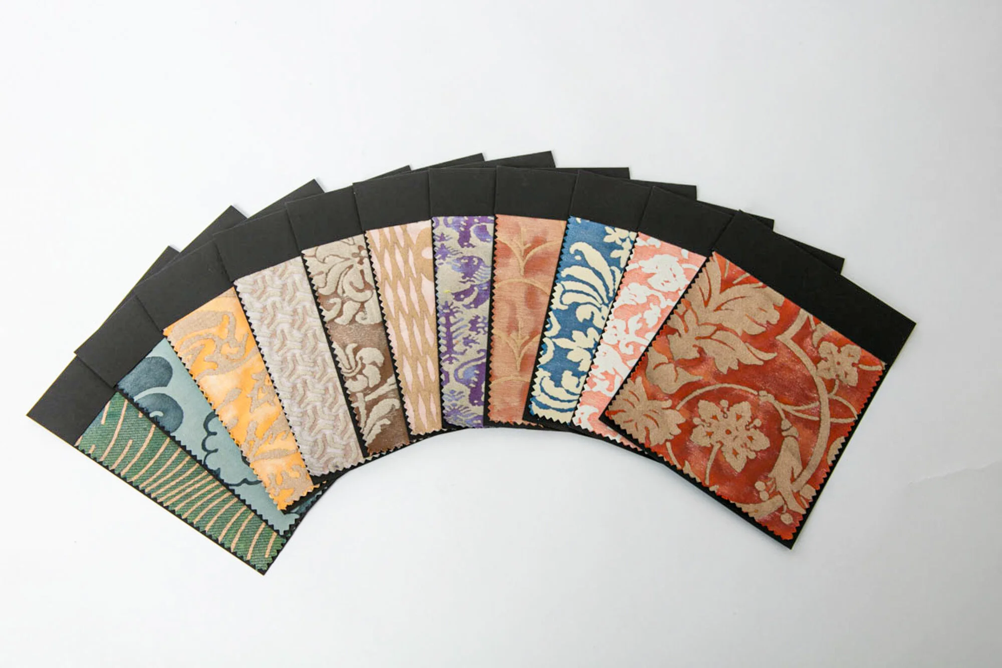 Mariano Fortuny opened his factory in Venice, Italy, in the 1920’s.  Fortuny fabrics are revered for their opulent designs based on historical patterns, and unique printing process