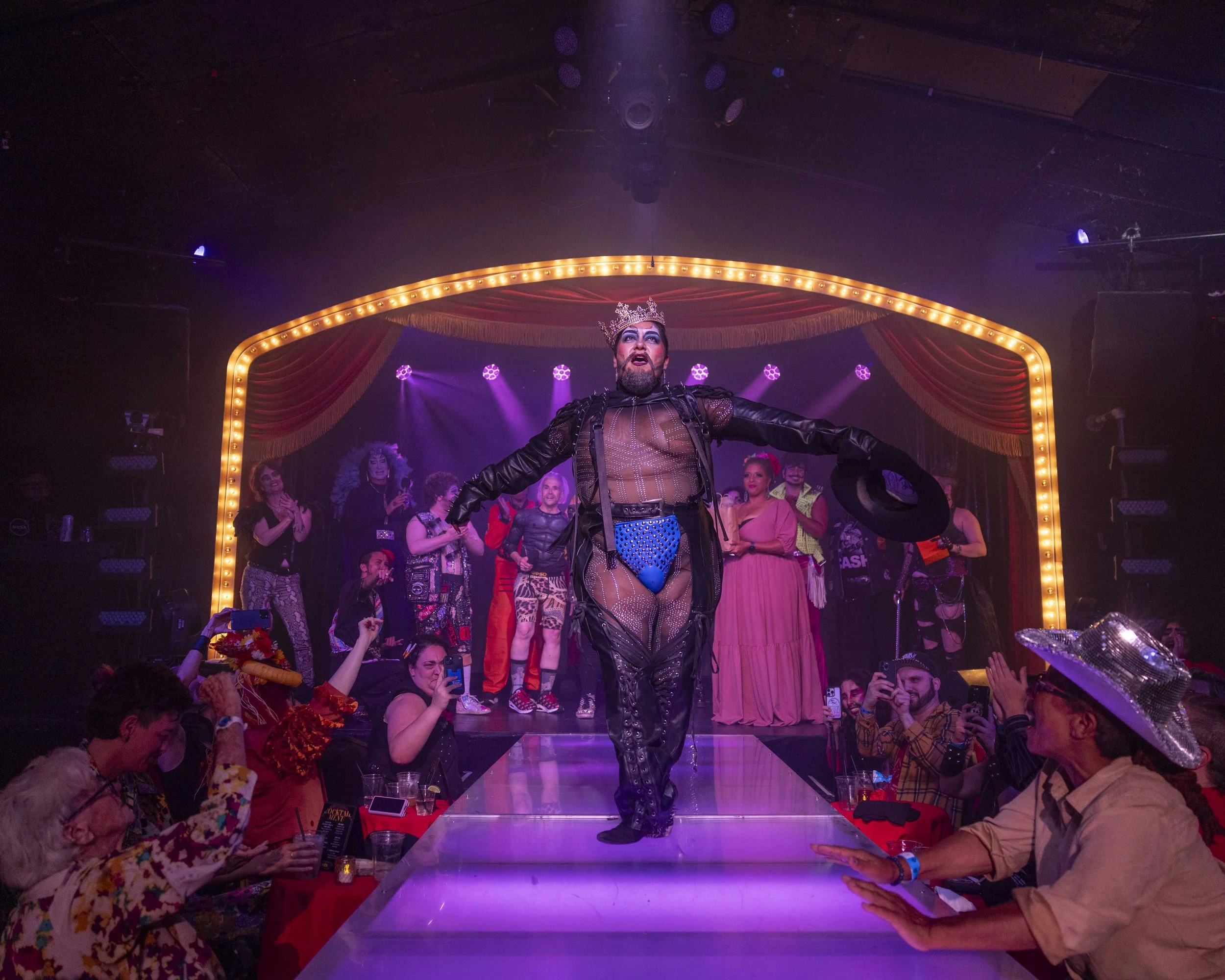  Papi Churro celebrates winning the 28th annual San Francisco drag king contest, hosted at Oasis in San Francisco on Sunday, September 8, 2024. (Amanda Andrade-Rhoades/The San Francisco Standard) 