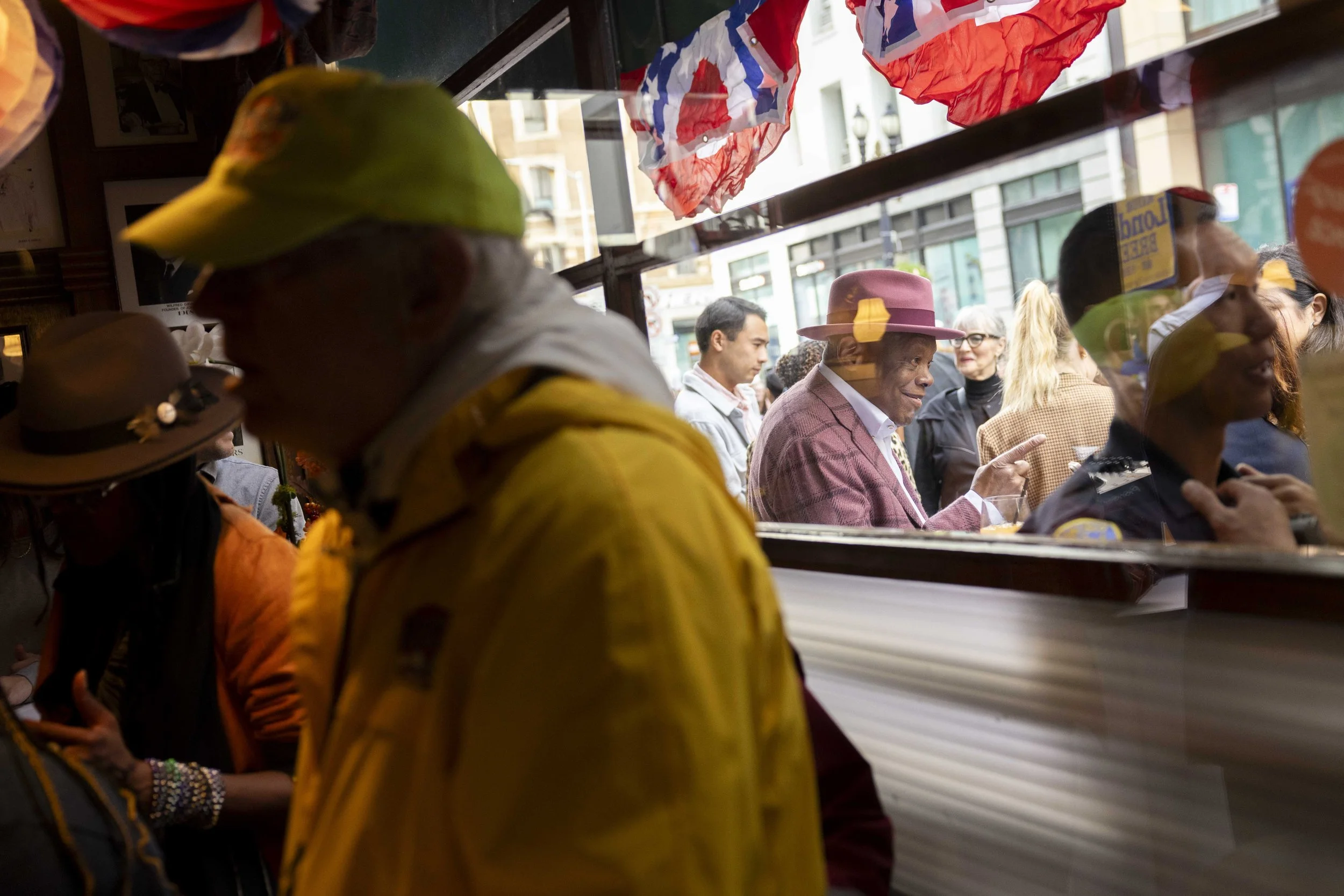  Former mayor Willie Brown socialized with people during an election party at John’s Grill in San Francisco on November 5, 2024. The party, which has become an Election Day tradition, offers free food and attracts people from all walks of life, inclu