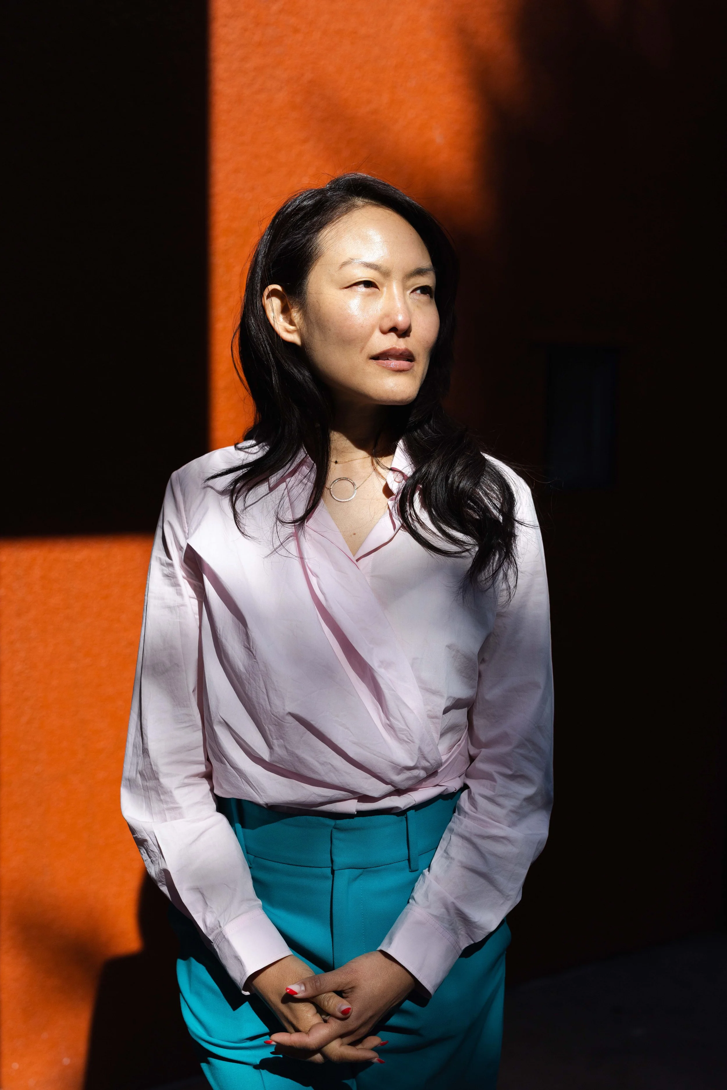  Jane Kim poses for a portrait near Victoria Manalo Draves Park in San Francisco on Tuesday, April 15, 2026. Kim, a former city supervisor, is running for California insurance chief. (Amanda Andrade-Rhoades/The San Francisco Standard) 
