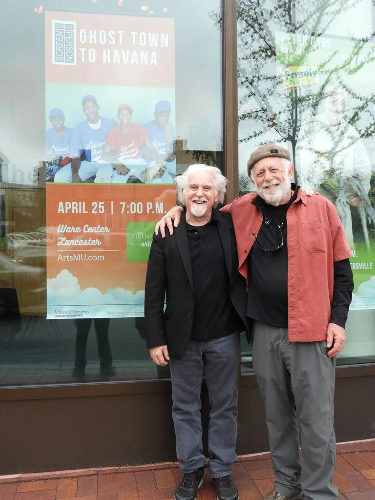 Filmmaker Corr with promoter extraordinaire, Barry Kornhauser. Barry fills the Ware Center Theater in Lancaster with “a Noah’s Arc of Humanity” audience for an extraordinary screening of Ghost Town to Havana.