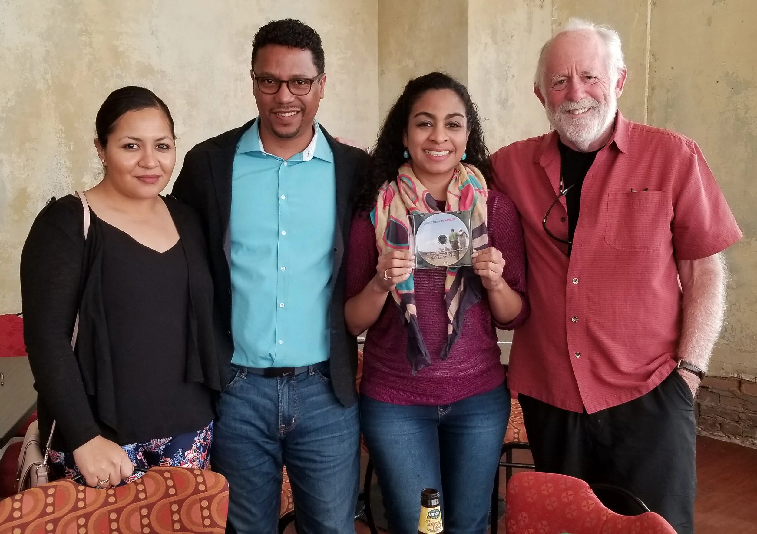Natty Tello, moderator Ronaldo Tello, panelist/filmmaker Gabriela Watson with Corr