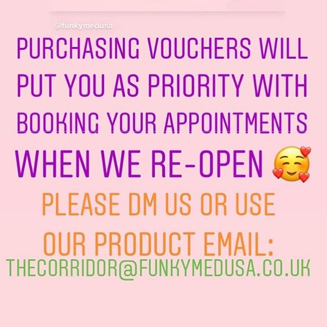 We are doing our very best to ensure you all can still have appointments booked in and get your glam on! ☺️☀️
Please use either the corridors email address or our instagram DM to grab your voucher/s 🥰