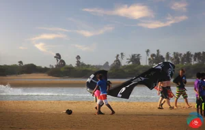 Kites and gear ready on the Kalpitiya beach
