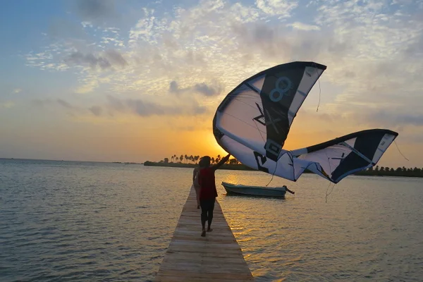 a girl and boy with a kite