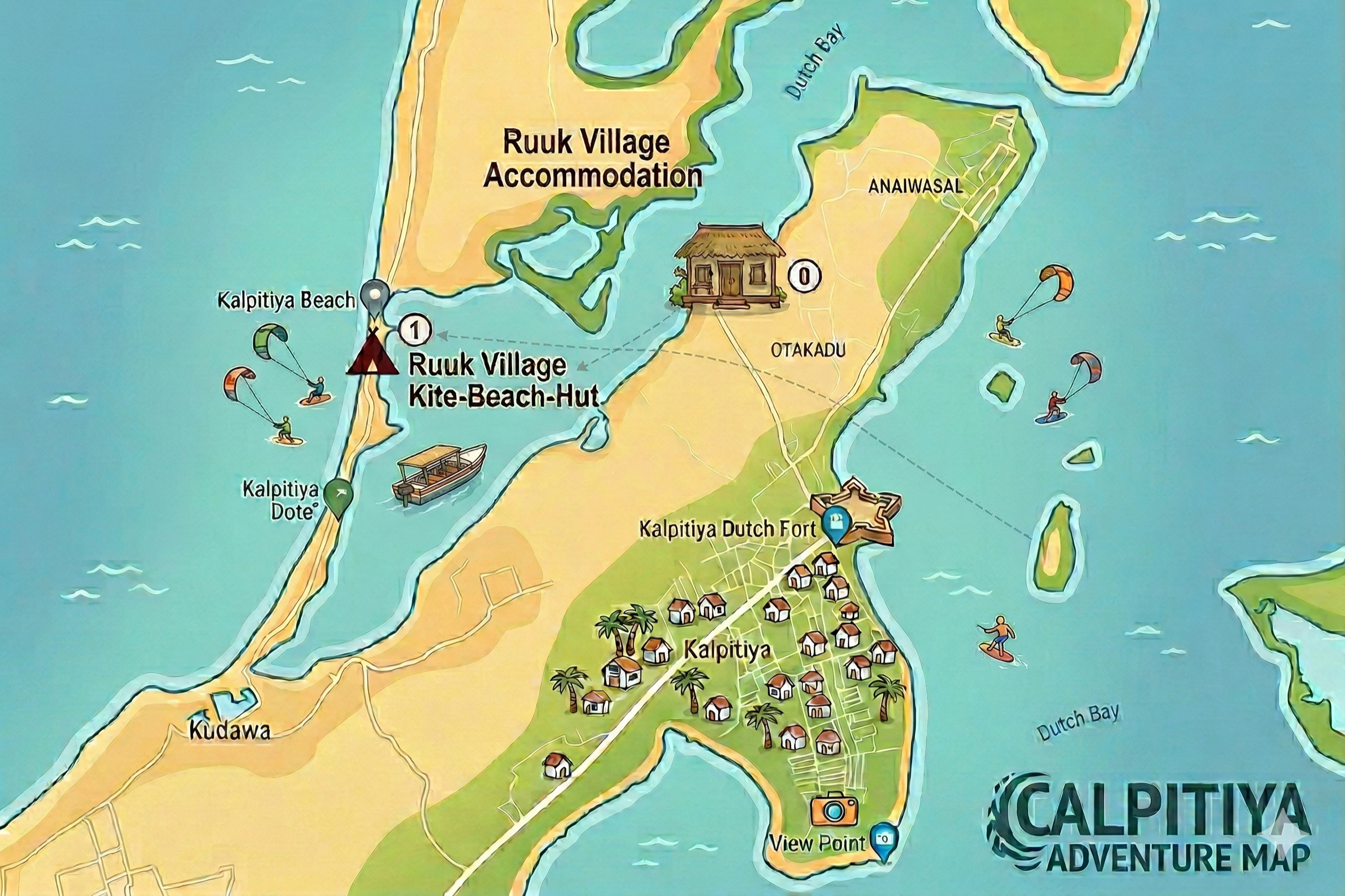 Kalpitiya lagoon overview near Ruuk Village