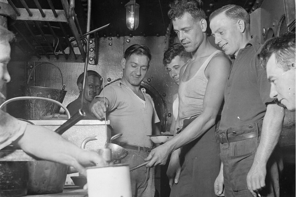 Crew of SS Eston in the ships galley
