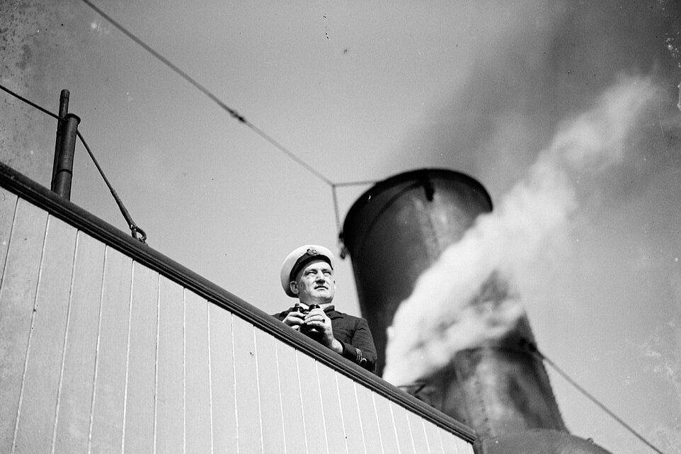 SS Eston's Captain on the ships bridge