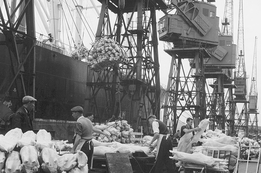 Unloading meat at Royals c 1960