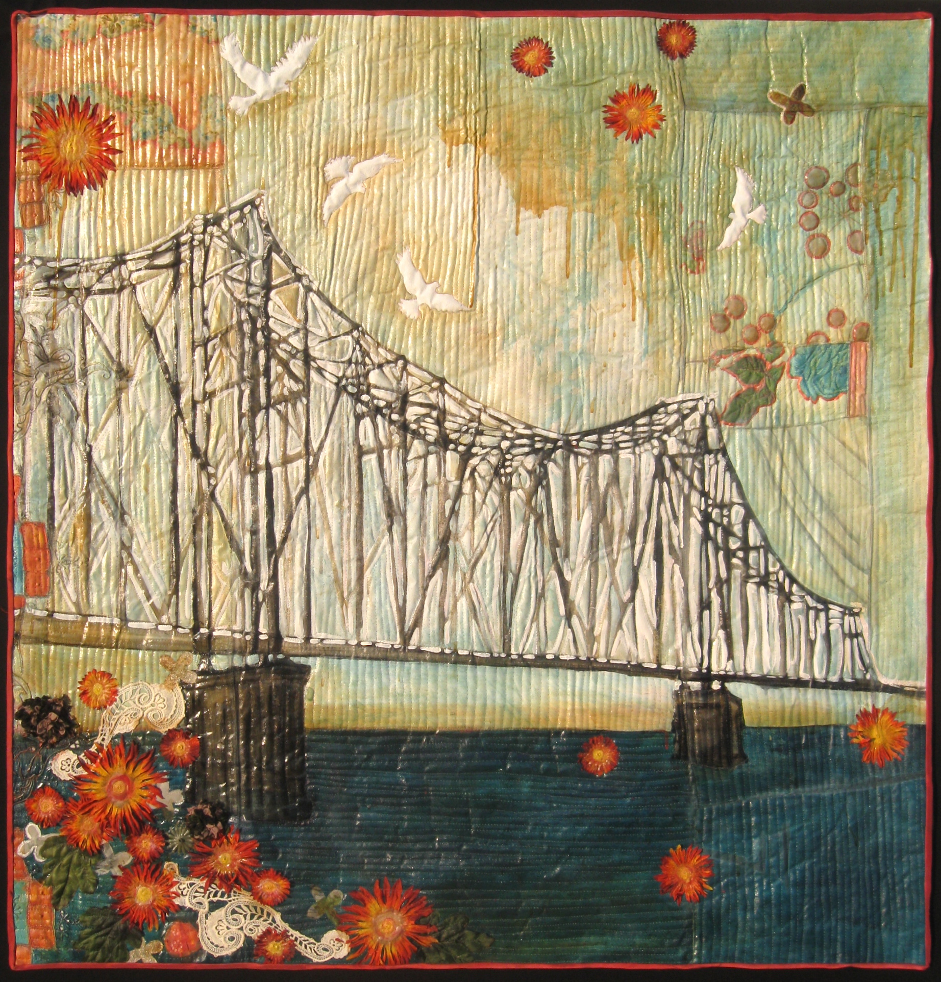 "Bridge with Birds," 46"h x 44"w, private collection