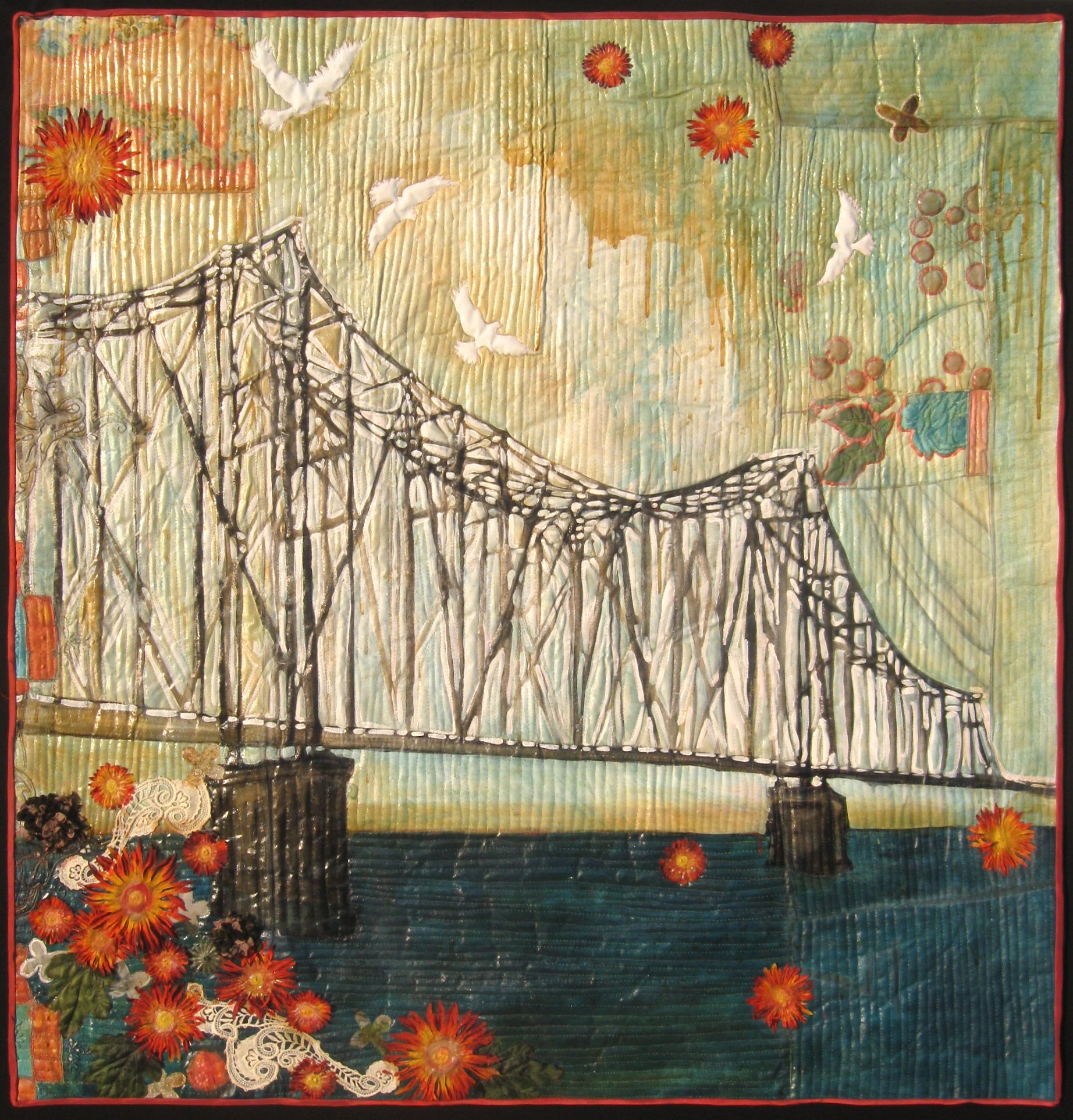 "Bridge with Birds," 46"h x 44"w, private collection.