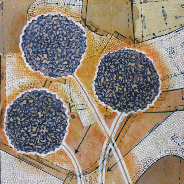 "Alliums," 24" x 24", mixed media on wood, private collection
