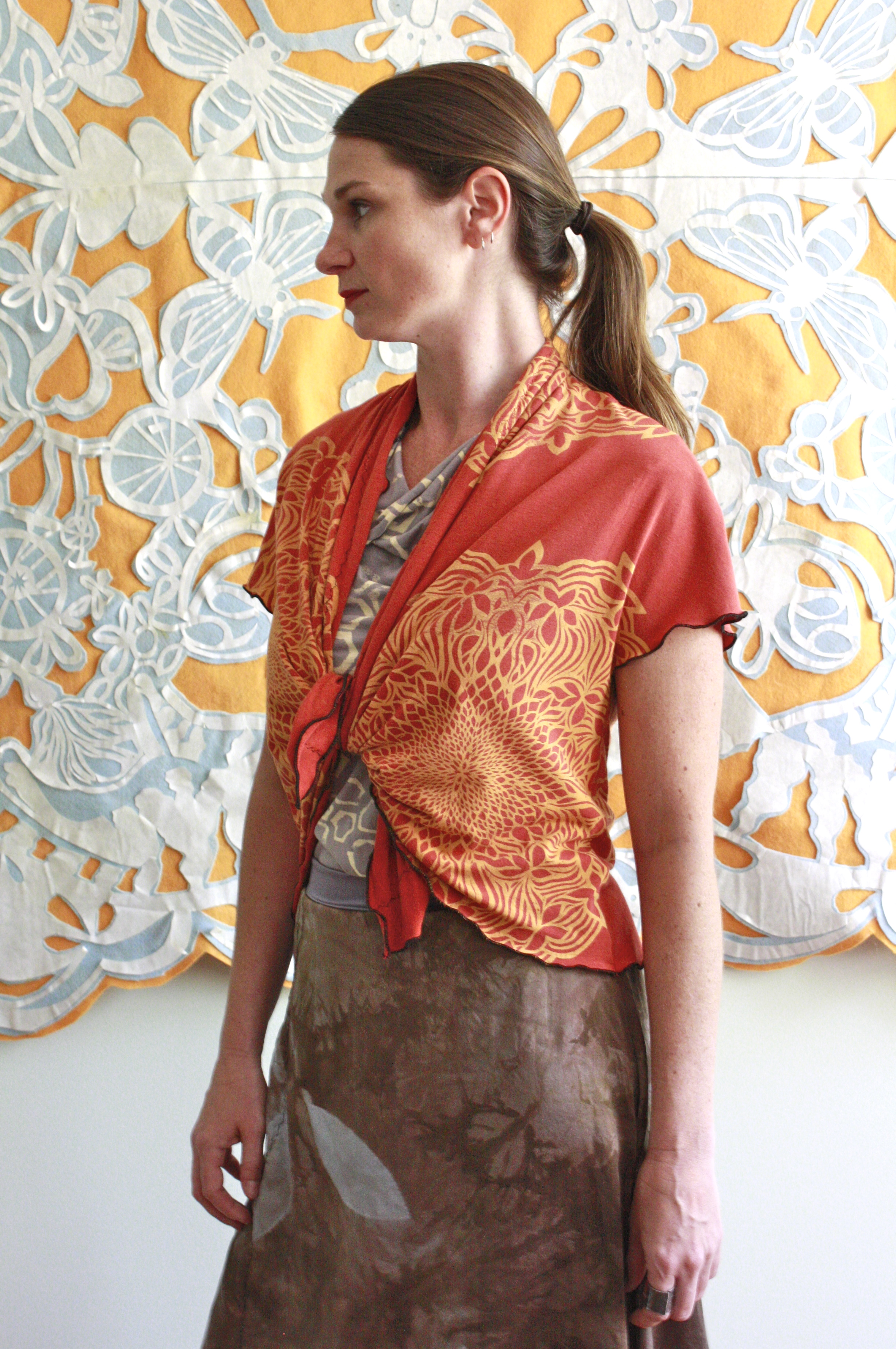 Starling Cardigan Classic Silk Skirt, the artist's home, North Carolina