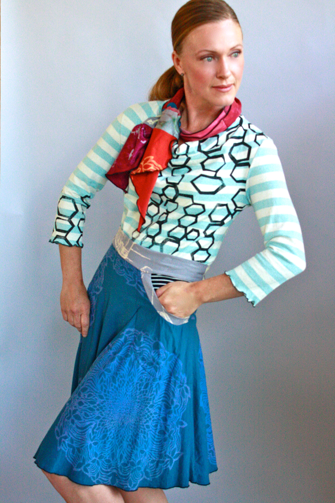 Carnival Cowl Tee, Collage Mini Scarf & Horseshoe Skirt