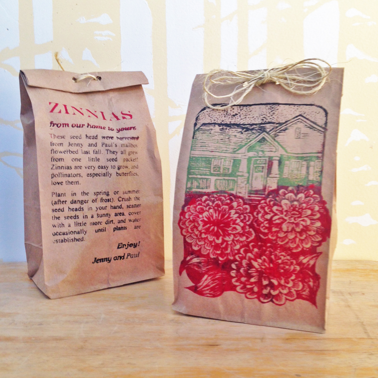 Printed Zinnia Seed Bags