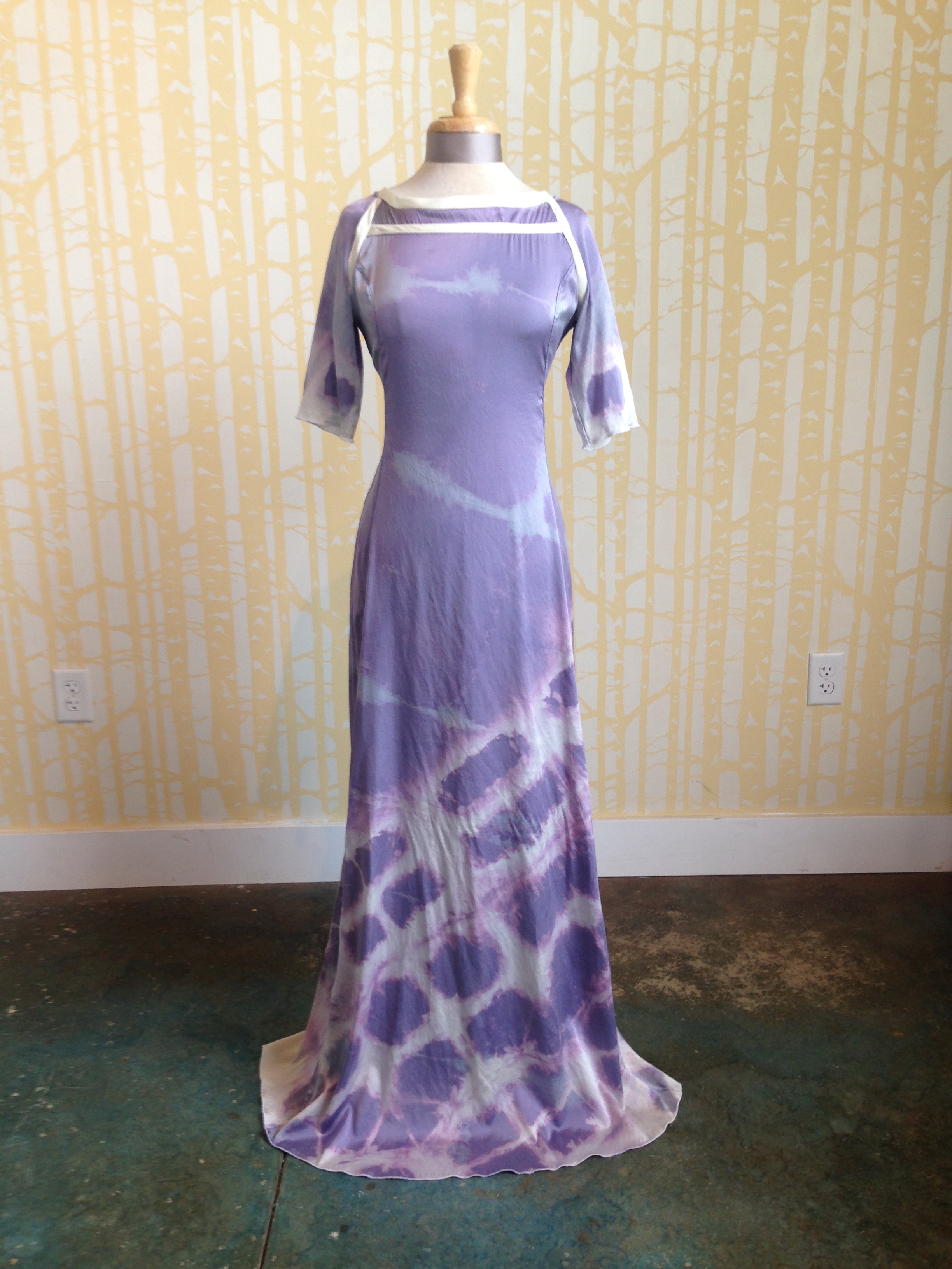 custom shibori dyed silk dress, 2015