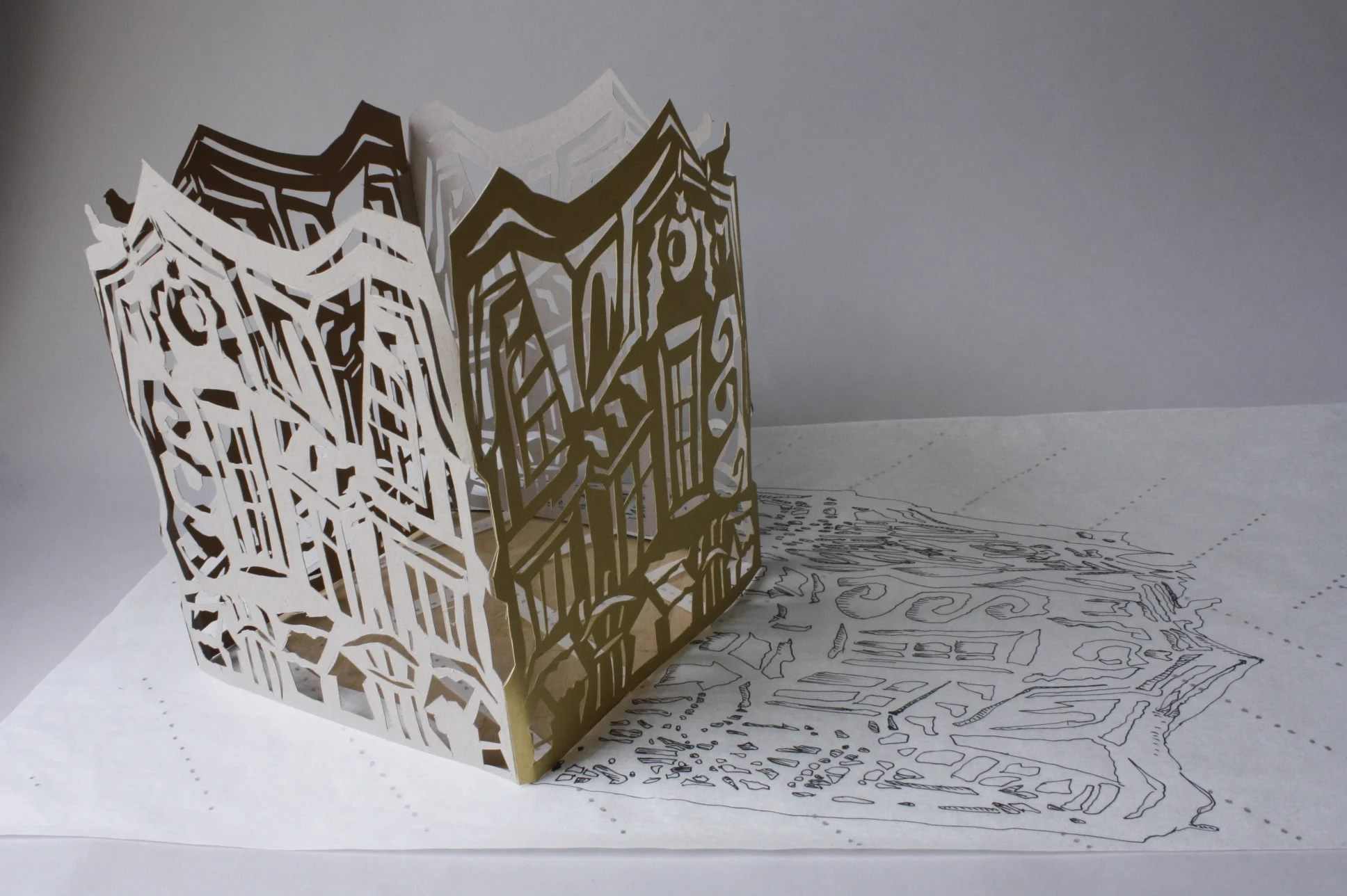 "Shipka School," papercut shadow sculpture, Sofia 2018