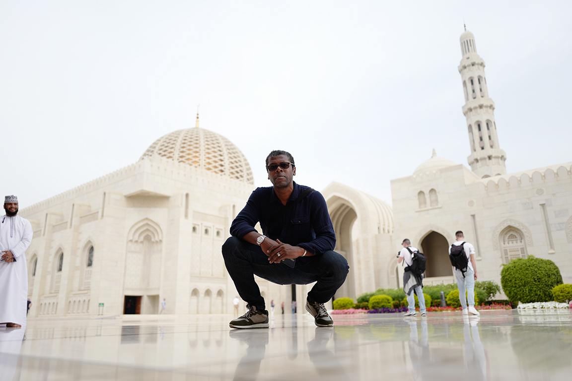 Chi shown on location at the Sultan Qaboos Grand Mosque, Muscat Oman 2018