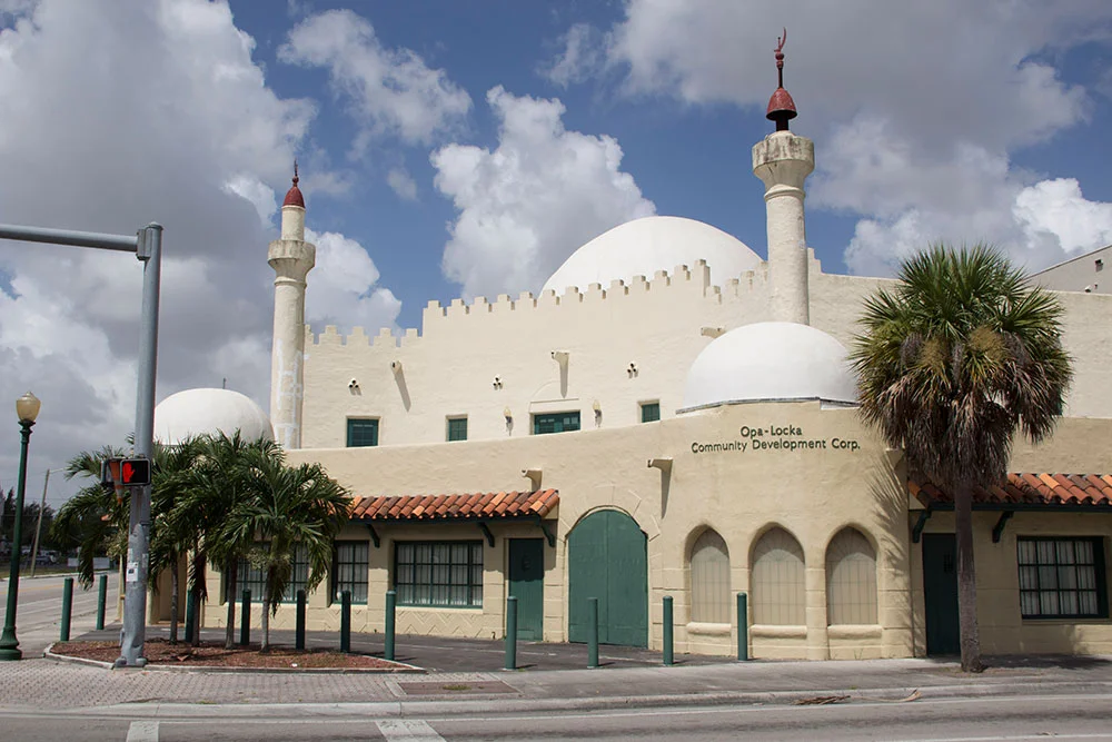 The OLCDC Headquarters in one of Opa-locka's prime examples of Moorish Revival architecture.