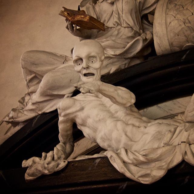 Creepy sculpture in a Swedish church 💀😱 #creepy#horror#church#sweden